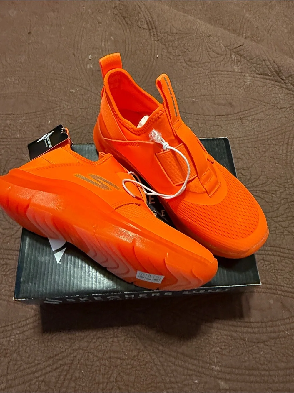 Skechers Neon Orange Slip-On Athletic Sneakers